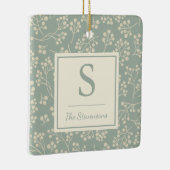 Stylish Sage Floral Pattern Farmhouse Monogramed Keramisch Ornament (Rechts)