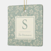 Stylish Sage Floral Pattern Farmhouse Monogramed Keramisch Ornament (Links)