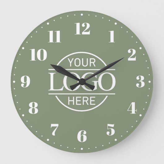 Stylish Sage Green Branded Company Business Logo Grote Klok (Voorkant)