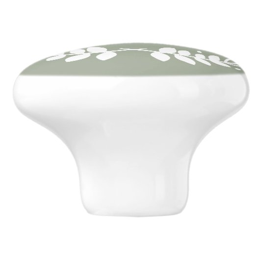 Stylish Sage Green Monogram Keramische Knop (Zijkant)
