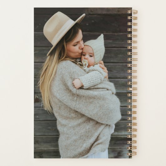 Stylish Sage Green Personalized Photo Collage Planner (Achterkant)