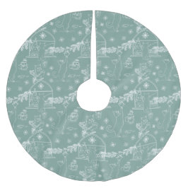 Stylish sage Hand drawn cats & Christmas tree  Kerstboom Rok