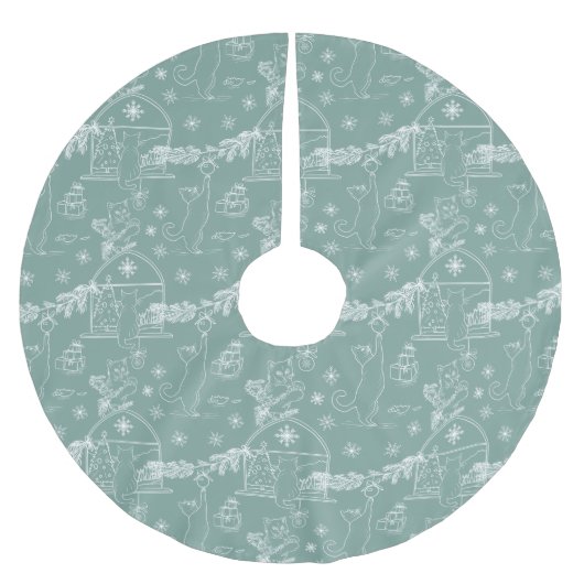 Stylish sage Hand drawn cats & Christmas tree  Kerstboom Rok (Voorkant)