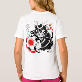 Stylish Samurai Cat Japan Soccer For Football fans T-shirt