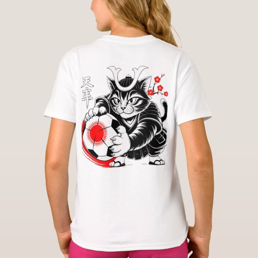 Stylish Samurai Cat Japan Soccer For Football fans T-shirt (Achterkant)