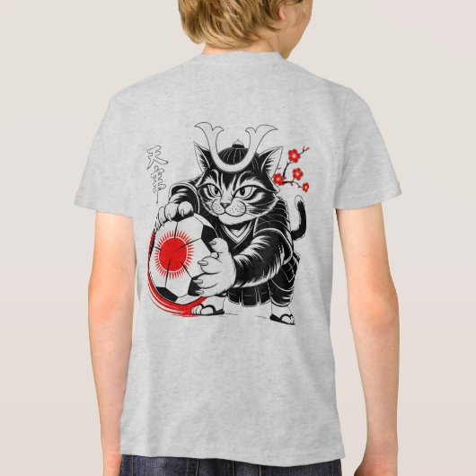 Stylish Samurai Cat Japan Soccer For Football fans Tri-Blend Shirt (Achterkant)