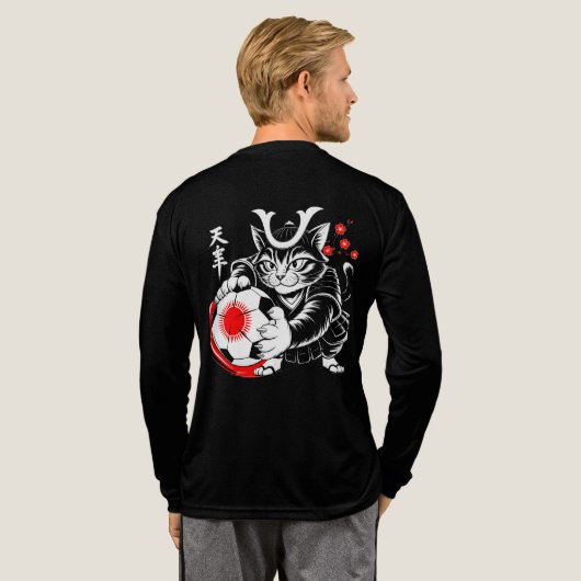 Stylish Samurai Cat Japan Soccer For Football fans Tri-Blend Shirt (Achterkant)