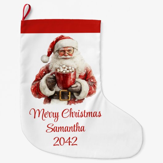 Stylish Santa Claus Editable Christmas Stocking Grote Kerstsok (Voorkant)
