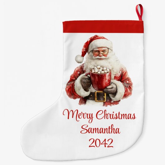 Stylish Santa Claus Editable Christmas Stocking Grote Kerstsok (Achterkant)