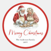 Stylish Santa Claus Red White Holiday Label (Voorkant)