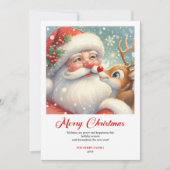 Stylish Santa Claus Rudolph Cartoon Christmas Card Feestdagenkaart (Voorkant)