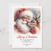 Stylish Santa Claus Rudolph Cartoon Christmas Card Feestdagenkaart (Voorkant)