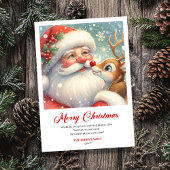 Stylish Santa Claus Rudolph Cartoon Christmas Card Feestdagenkaart