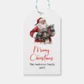 Stylish Santa Claus Rustic Vintage Christmas Tag Cadeaulabel (Voorkant)
