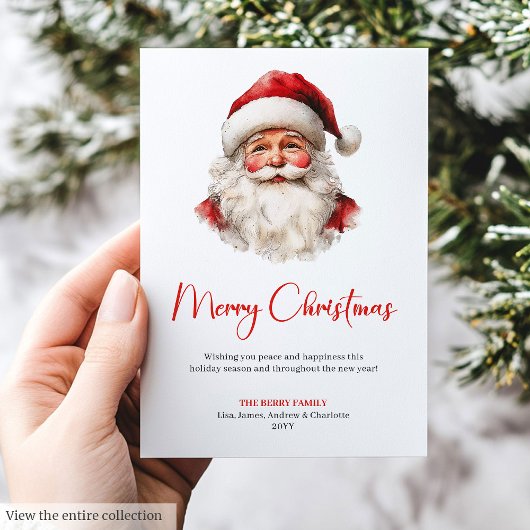 Stylish Santa Claus Watercolor Christmas Greeting  Feestdagenkaart