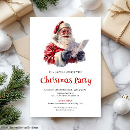 Stylish Santa Modern Festive Holiday Invitation Kaart