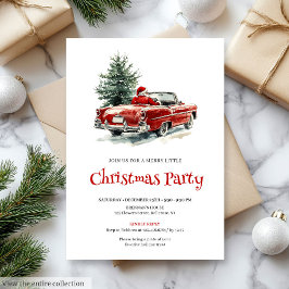 Stylish Santa Pine Wreath Office Party Invitation Kaart