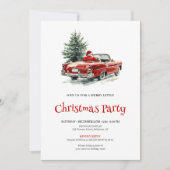 Stylish Santa Pine Wreath Office Party Invitation Kaart (Voorkant)