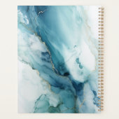 Stylish Script Blue&Gold Marble Custom Name Planner (Achterkant)