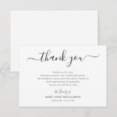 Stylish script funeral thank you note bedankkaart (Voorkant / Achterkant)