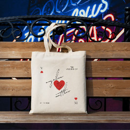 Stylish Script Heart Casino Vegas Wedding Favor Tote Bag