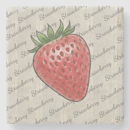 Stylish script letters in modern grey strawberry stenen onderzetter (Voorkant)