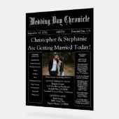Stylish Script Minimal Newspaper Wedding Program Acryl Bord (Hoek)