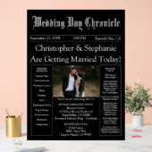 Stylish Script Minimal Newspaper Wedding Program Acryl Bord (Huwelijk)