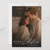 Stylish Script Minimalist 1 Photo Merry Christmas Feestdagenkaart (Voorkant)