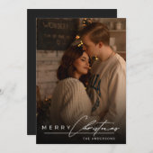 Stylish Script Minimalist 1 Photo Merry Christmas Feestdagenkaart (Voorkant / Achterkant)