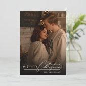Stylish Script Minimalist 1 Photo Merry Christmas Feestdagenkaart (Staand voorkant)