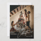 Stylish Script Minimalist 1 Photo Merry Christmas Feestdagenkaart (Voorkant)