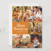 Stylish script orange thanksgiving photo feestdagenkaart (Voorkant)