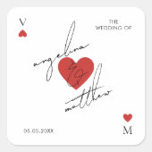 Stylish Script Playing Card Casino Vegas Wedding Vierkante Sticker (Voorkant)
