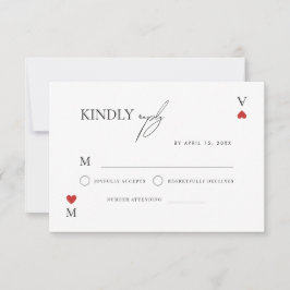 Stylish Script Vegas Casino Wedding RSVP Kaartje
