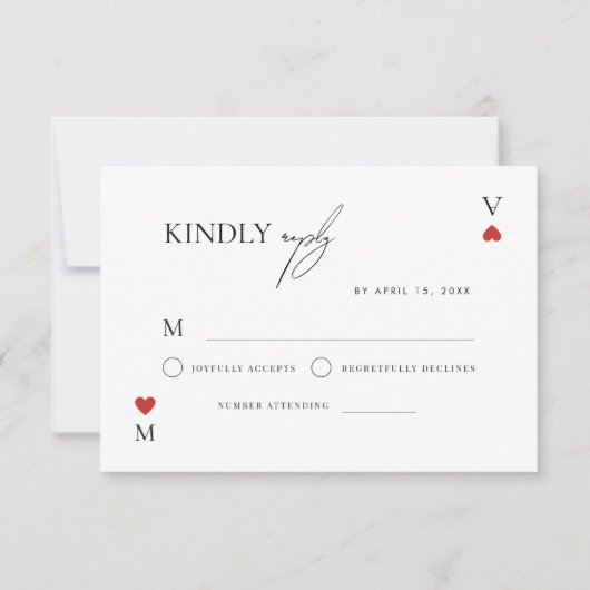 Stylish Script Vegas Casino Wedding RSVP Kaartje (Voorkant)
