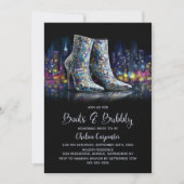 Stylish Sequin Boots and Bubbly Bridal Shower Kaart (Voorkant)