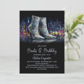 Stylish Sequin Boots and Bubbly Bridal Shower Kaart (Staand voorkant)