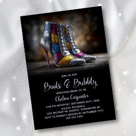 Stylish Sequin Boots and Bubbly Bridal Shower Kaart