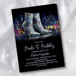Stylish Sequin Boots and Bubbly Bridal Shower Kaart