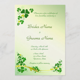 Stylish Shamrock Wedding Invitation Kaart