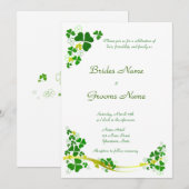 Stylish Shamrock Wedding Invitation Kaart (Voorkant / Achterkant)