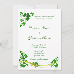 Stylish Shamrock Wedding Invitation Kaart