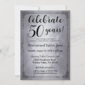 Stylish Silver 50th Jubileum Invitation Kaart (Voorkant)