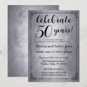 Stylish Silver 50th Jubileum Invitation Kaart (Voorkant / Achterkant)