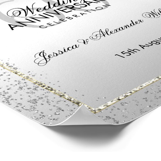 Stylish Silver Confetti 60th Diamond Wedding Poster (Hoek)