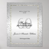 Stylish Silver Confetti 60th Diamond Wedding Poster (Voorkant)