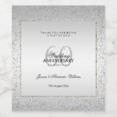 Stylish Silver Confetti 60th Diamond Wedding Wijn Etiket (Enkel label)