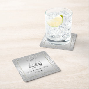 Stylish Silver Confetti 60th Wedding Kartonnen Onderzetters