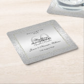 Stylish Silver Confetti 60th Wedding Kartonnen Onderzetters (Schuin)